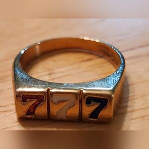 Men's Gold Tone Ring with 777 Design